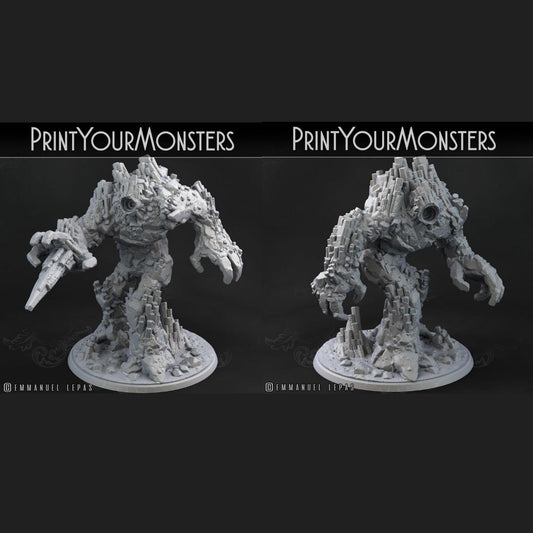 3D Printed Print Your Monsters Basalt Earth Elemental Set 28mm - 32mm D&D Wargaming - 3D Printing Boss 
