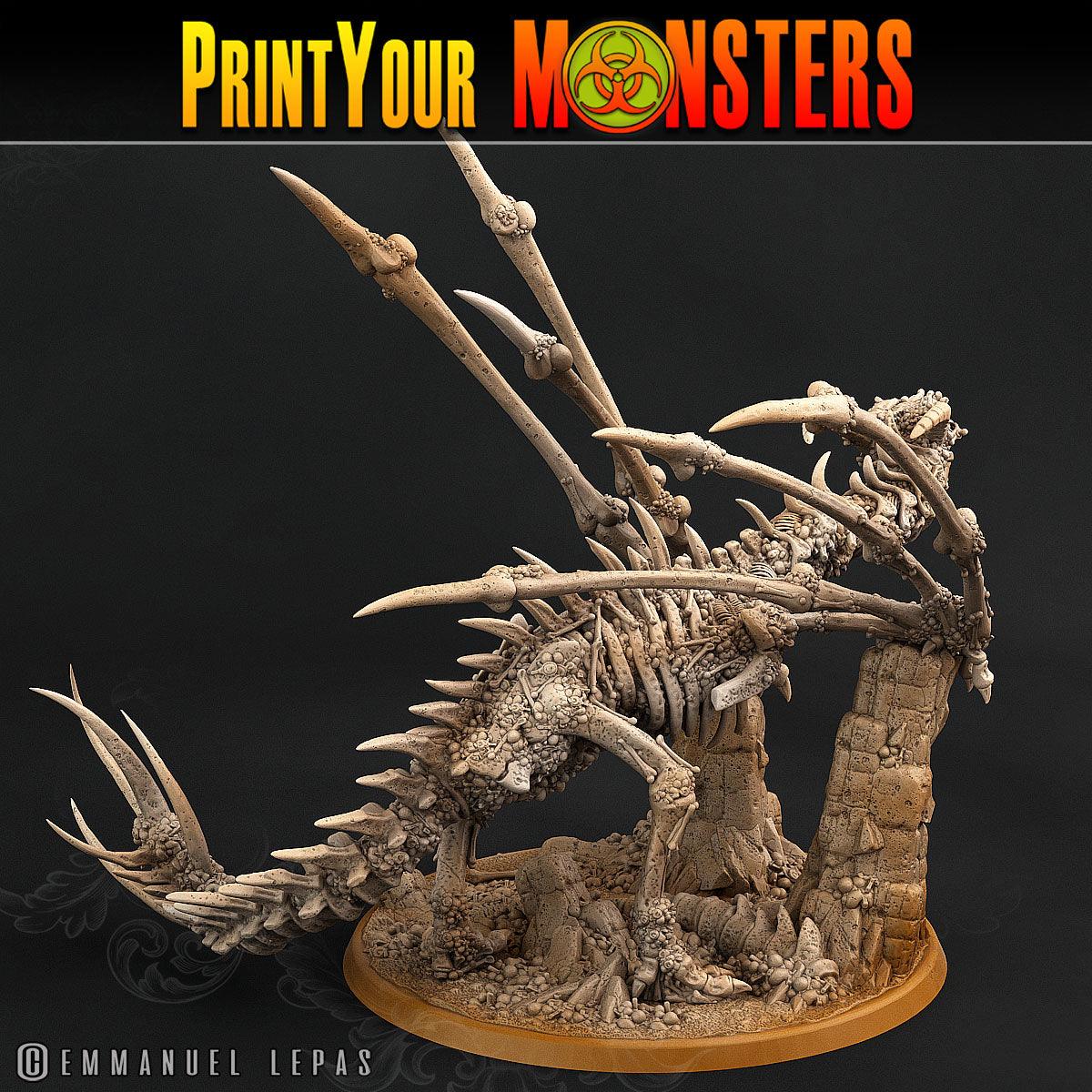 3D Printed Print Your Monsters Bones Dragon Land of Bones Set 28mm - 32mm D&D Wargaming - 3D Printing Boss 
