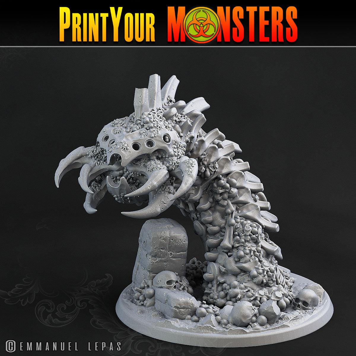 3D Printed Print Your Monsters Bones Worms Land of Bones Set 28mm - 32mm D&D Wargaming - 3D Printing Boss 