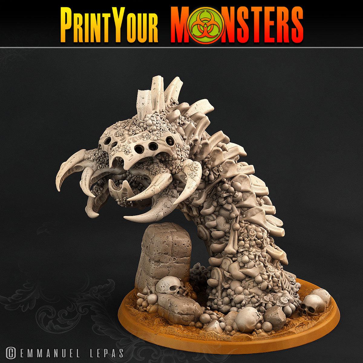 3D Printed Print Your Monsters Bones Worms Land of Bones Set 28mm - 32mm D&D Wargaming - 3D Printing Boss 