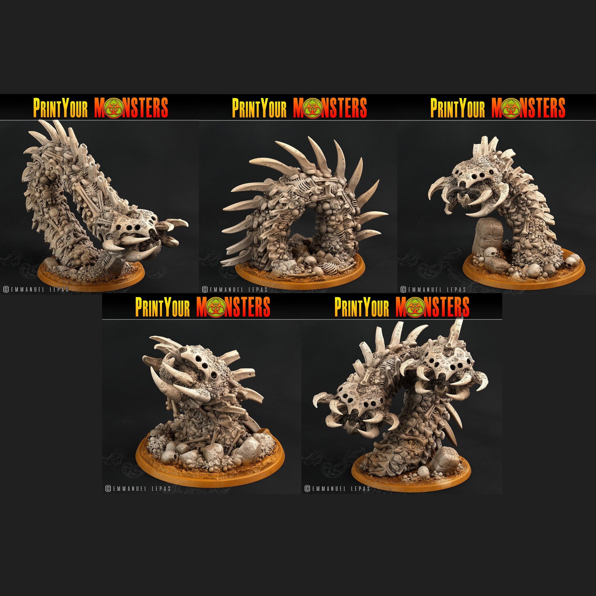 3D Printed Print Your Monsters Bones Worms Land of Bones Set 28mm - 32mm D&D Wargaming - 3D Printing Boss 