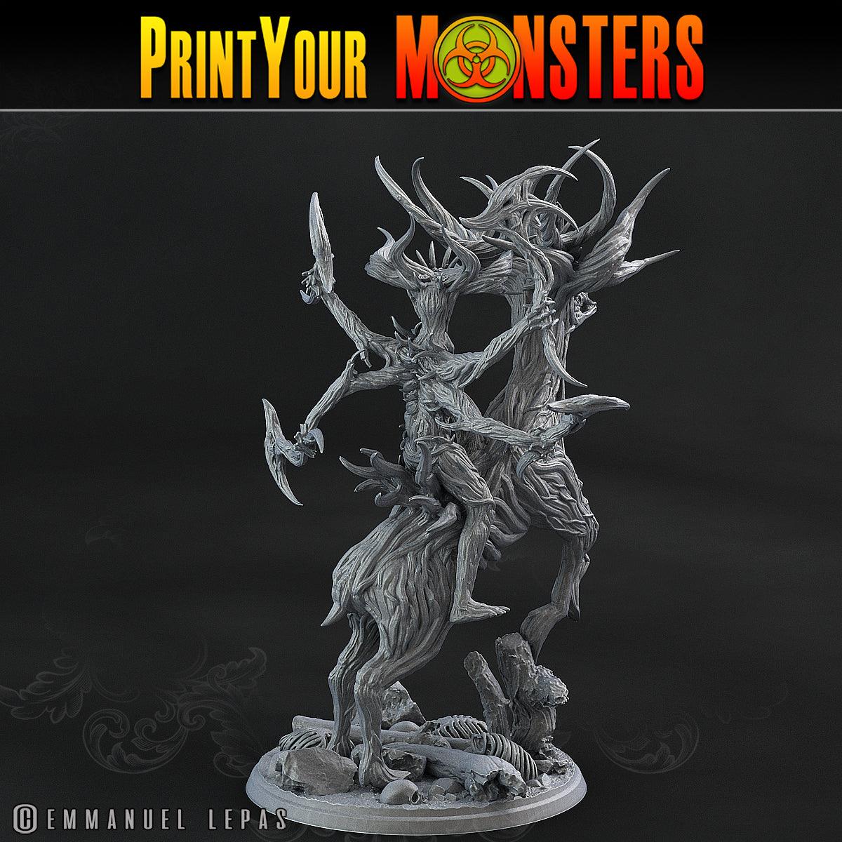 3D Printed Print Your Monsters Dark Tree Man Champion The Shadowcreep Wood Set 28mm - 32mm D&D Wargaming - 3D Printing Boss 