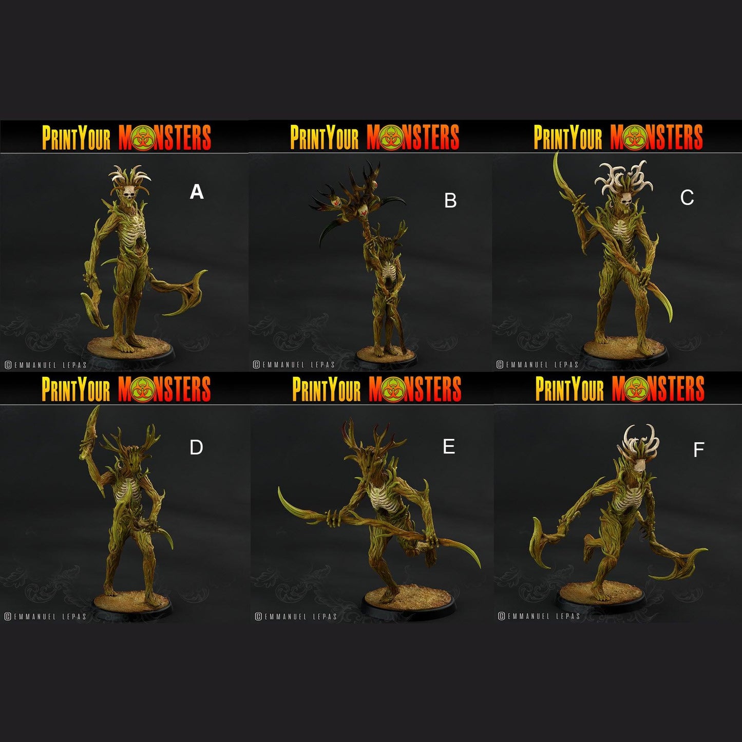 3D Printed Print Your Monsters Dark Tree Men The Shadowcreep Wood Set 28mm - 32mm D&D Wargaming - 3D Printing Boss 