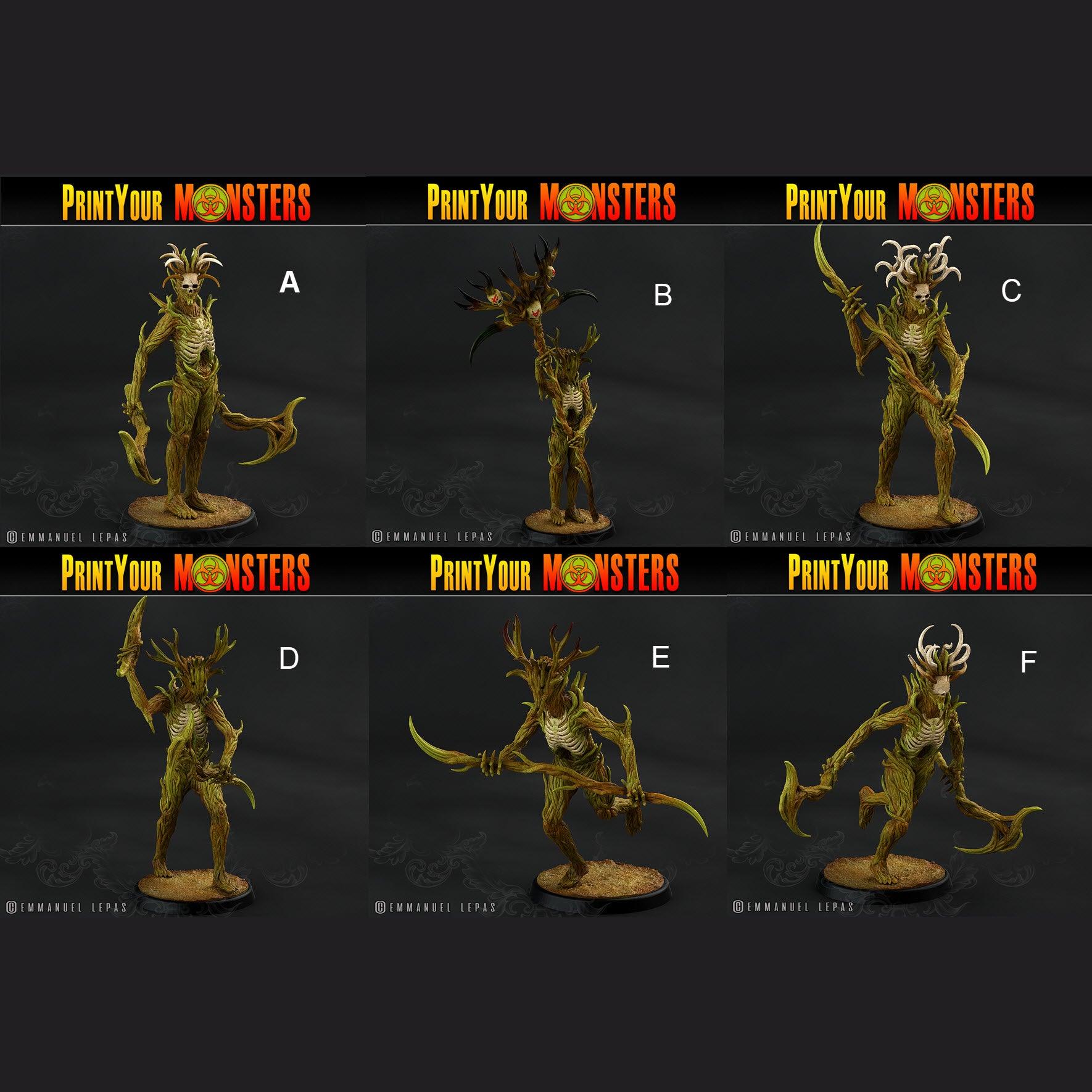3D Printed Print Your Monsters Dark Tree Men The Shadowcreep Wood Set 28mm - 32mm D&D Wargaming - 3D Printing Boss 