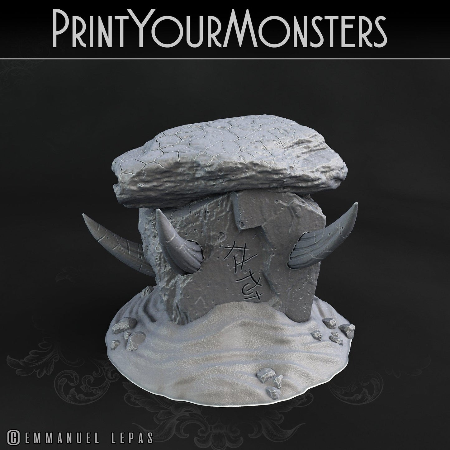 3D Printed Print Your Monsters Desert Monster Rocks Desert Orcs Set 28mm - 32mm D&D Wargaming - 3D Printing Boss 