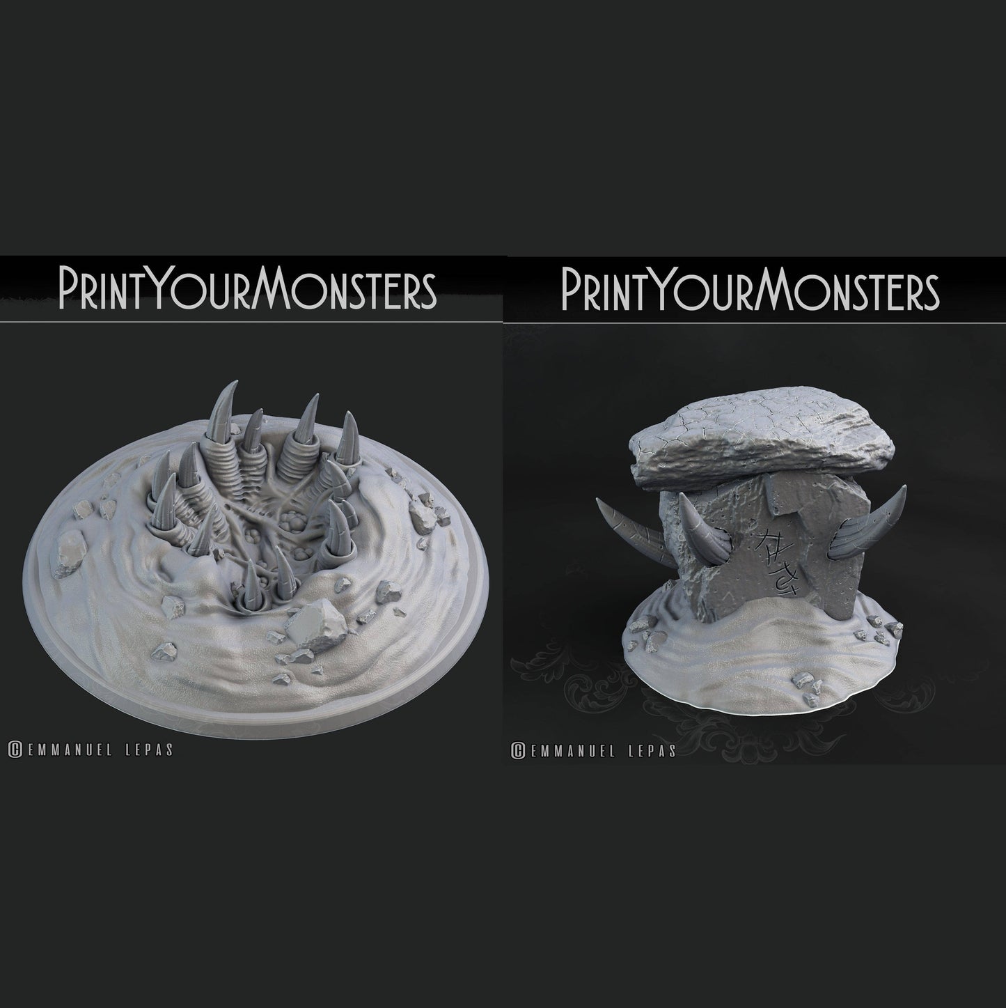 3D Printed Print Your Monsters Desert Monster Rocks Desert Orcs Set 28mm - 32mm D&D Wargaming - 3D Printing Boss 