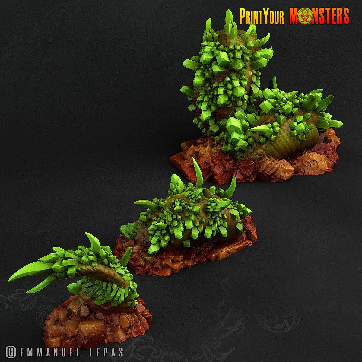 3D Printed Print Your Monsters Emerald Worm Legendary Crystal Monsters 28mm - 32mm D&D Wargaming - 3D Printing Boss 
