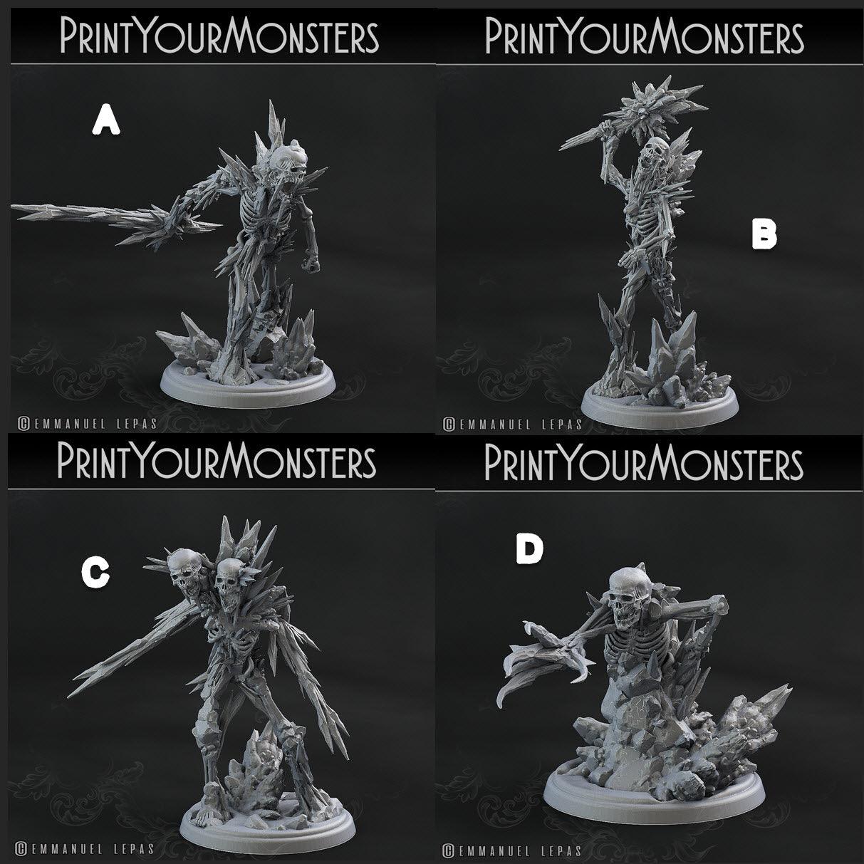3D Printed Print Your Monsters Frozen Skeletons The Wrath of Gloomrime Monsters Part I Set 28mm - 32mm D&D Wargaming - 3D Printing Boss 