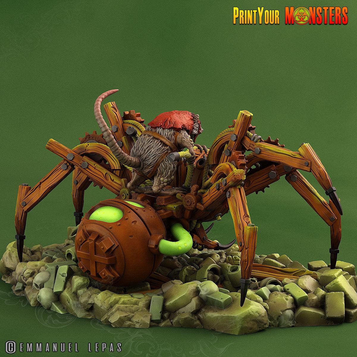 3D Printed Print Your Monsters Giant Mechanic Spiders and Riders The Toxic Rats Domination Set 28mm - 32mm D&D Wargaming - 3D Printing Boss 