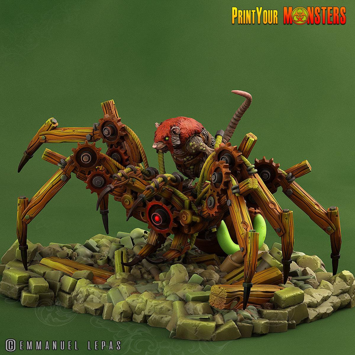 3D Printed Print Your Monsters Giant Mechanic Spiders and Riders The Toxic Rats Domination Set 28mm - 32mm D&D Wargaming - 3D Printing Boss 