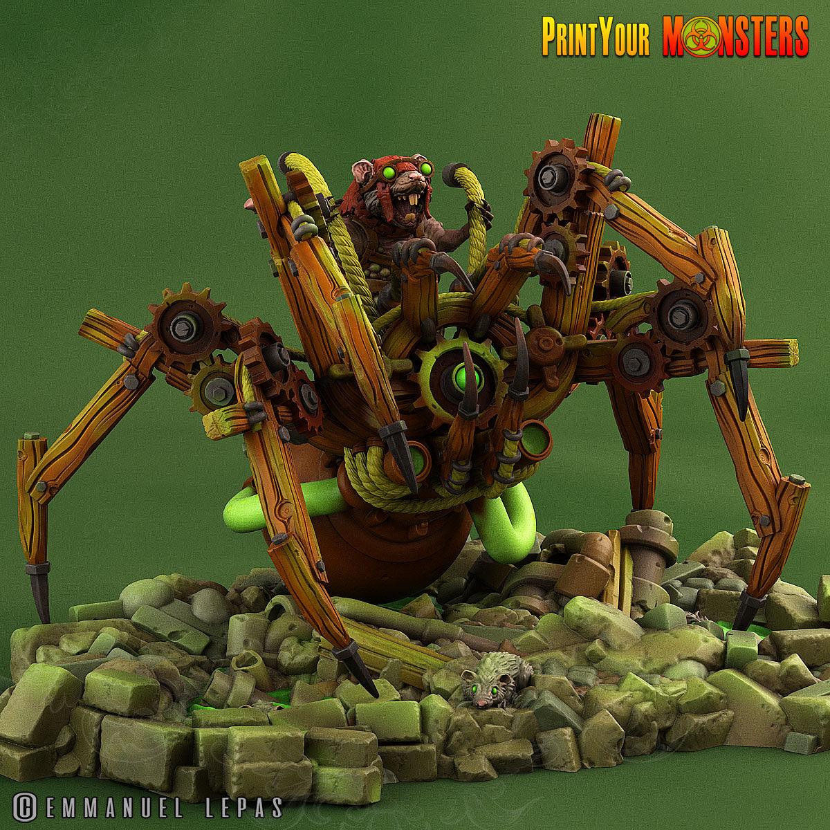 3D Printed Print Your Monsters Giant Mechanic Spiders and Riders The Toxic Rats Domination Set 28mm - 32mm D&D Wargaming - 3D Printing Boss 