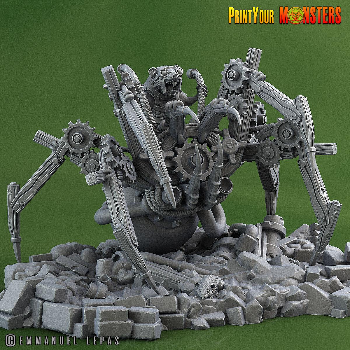 3D Printed Print Your Monsters Giant Mechanic Spiders and Riders The Toxic Rats Domination Set 28mm - 32mm D&D Wargaming - 3D Printing Boss 