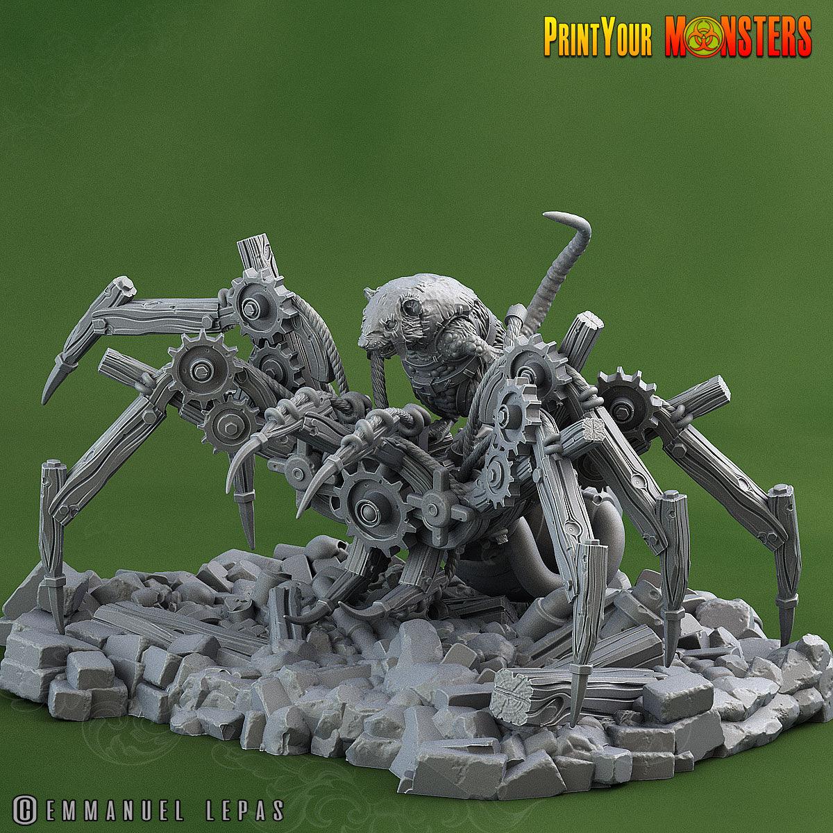 3D Printed Print Your Monsters Giant Mechanic Spiders and Riders The Toxic Rats Domination Set 28mm - 32mm D&D Wargaming - 3D Printing Boss 