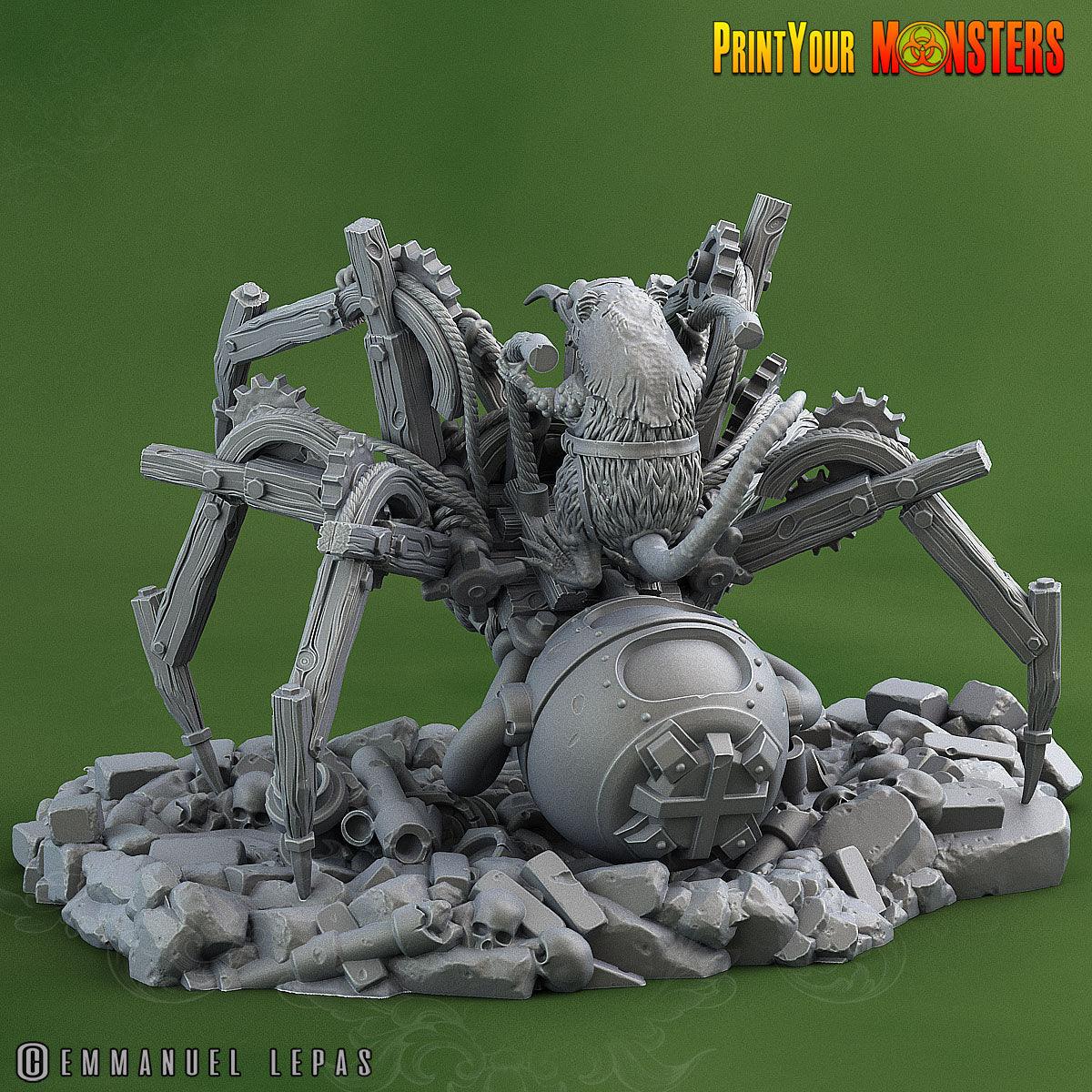 3D Printed Print Your Monsters Giant Mechanic Spiders and Riders The Toxic Rats Domination Set 28mm - 32mm D&D Wargaming - 3D Printing Boss 