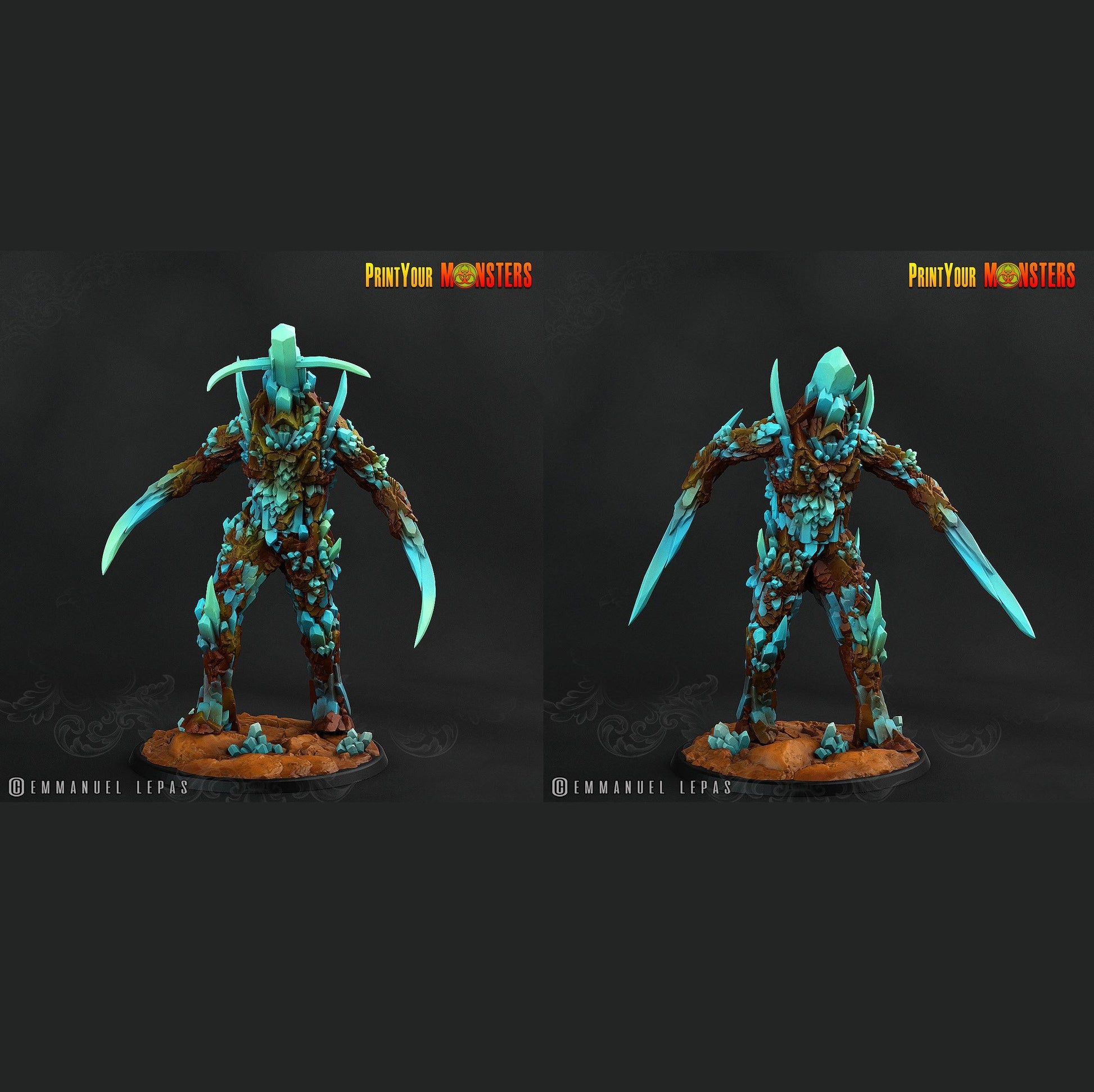 3D Printed Print Your Monsters Giant Sapphire Guardians Legendary Crystal Monsters 28mm - 32mm D&D Wargaming - 3D Printing Boss 