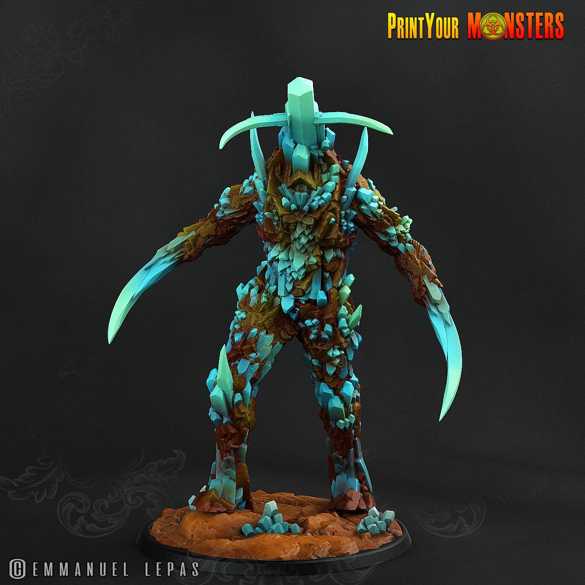 3D Printed Print Your Monsters Giant Sapphire Guardians Legendary Crystal Monsters 28mm - 32mm D&D Wargaming - 3D Printing Boss 