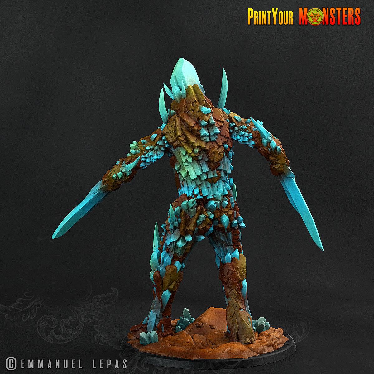 3D Printed Print Your Monsters Giant Sapphire Guardians Legendary Crystal Monsters 28mm - 32mm D&D Wargaming - 3D Printing Boss 