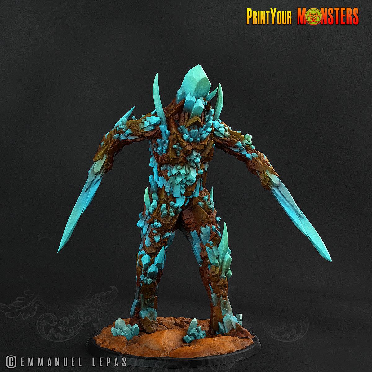 3D Printed Print Your Monsters Giant Sapphire Guardians Legendary Crystal Monsters 28mm - 32mm D&D Wargaming - 3D Printing Boss 
