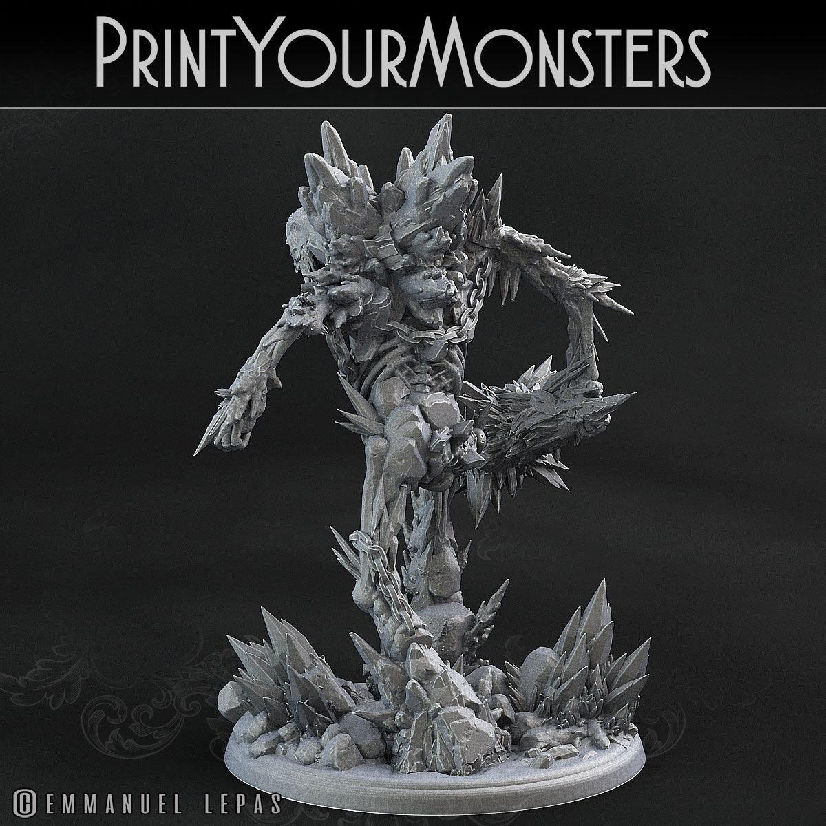 3D Printed Print Your Monsters Hoarfrost Ettin Skeletons The Wrath of Gloomrime Monsters Part II Set 28mm - 32mm D&D Wargaming - 3D Printing Boss 