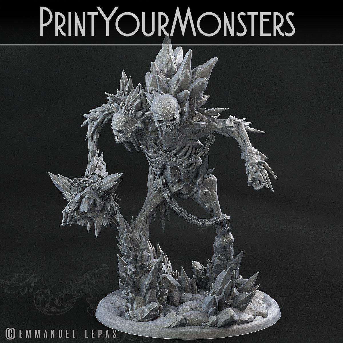 3D Printed Print Your Monsters Hoarfrost Ettin Skeletons The Wrath of Gloomrime Monsters Part II Set 28mm - 32mm D&D Wargaming - 3D Printing Boss 