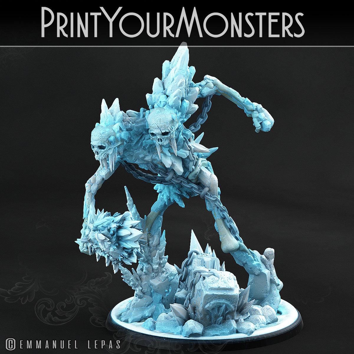 3D Printed Print Your Monsters Hoarfrost Ettin Skeletons The Wrath of Gloomrime Monsters Part II Set 28mm - 32mm D&D Wargaming - 3D Printing Boss 