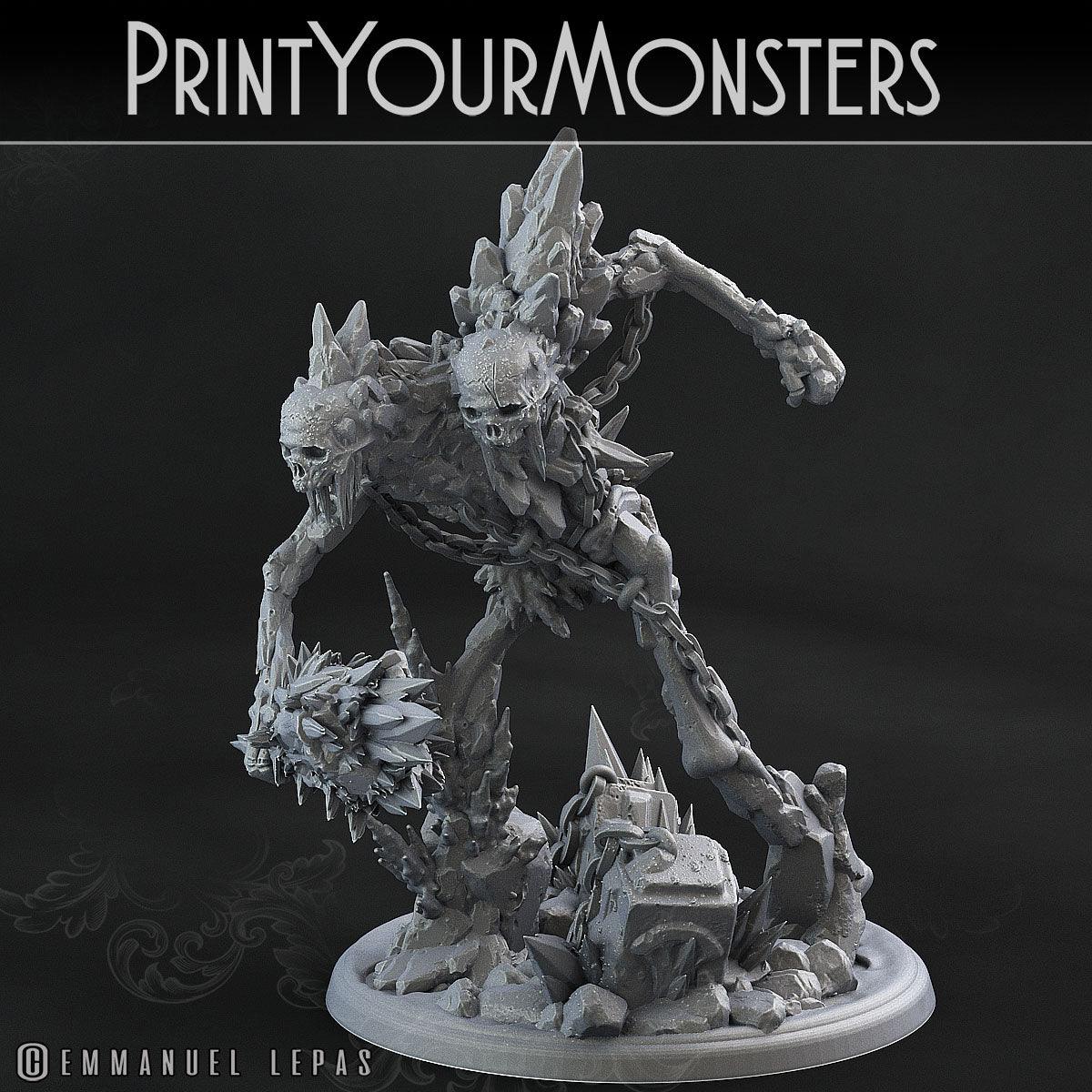 3D Printed Print Your Monsters Hoarfrost Ettin Skeletons The Wrath of Gloomrime Monsters Part II Set 28mm - 32mm D&D Wargaming - 3D Printing Boss 