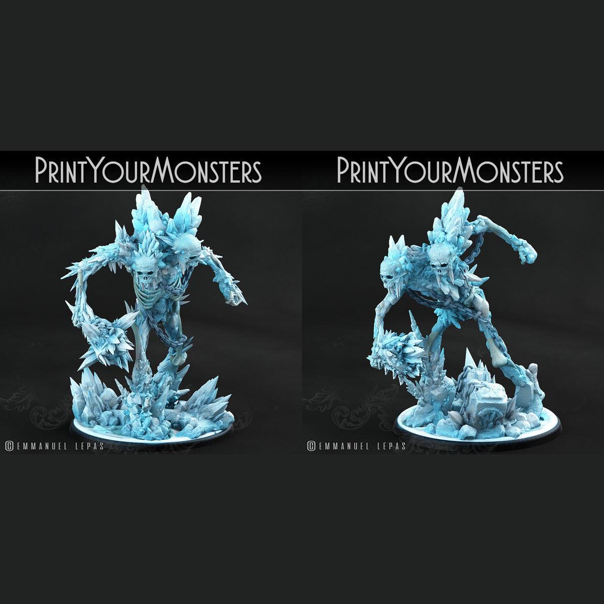 3D Printed Print Your Monsters Hoarfrost Ettin Skeletons The Wrath of Gloomrime Monsters Part II Set 28mm - 32mm D&D Wargaming - 3D Printing Boss 