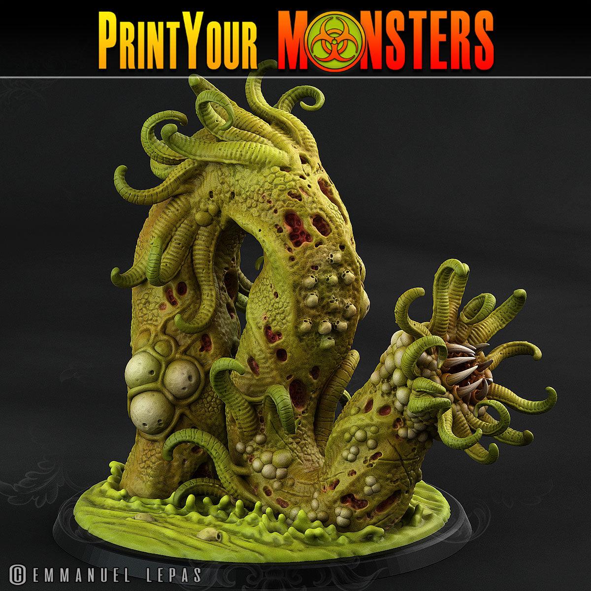 3D Printed Print Your Monsters Horrific Plague Worm Plague Army Of Spooky Swamp Set 28mm - 32mm D&D Wargaming - 3D Printing Boss 