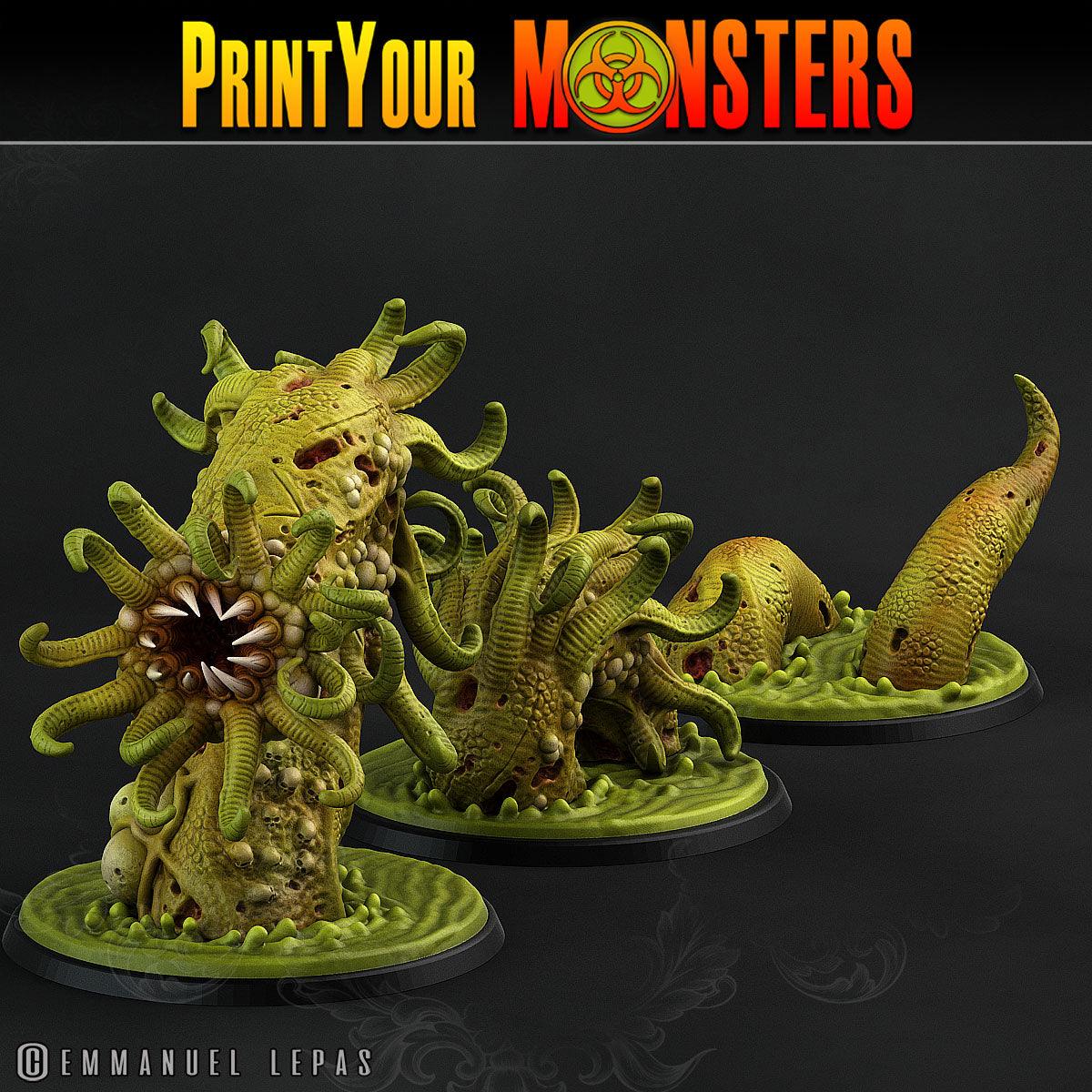 3D Printed Print Your Monsters Horrific Plague Worm Plague Army Of Spooky Swamp Set 28mm - 32mm D&D Wargaming - 3D Printing Boss 