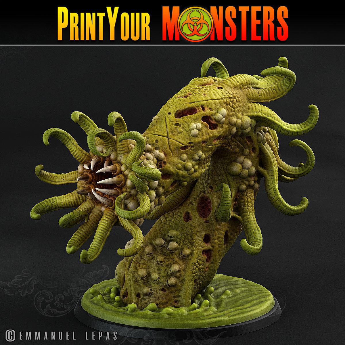 3D Printed Print Your Monsters Horrific Plague Worm Plague Army Of Spooky Swamp Set 28mm - 32mm D&D Wargaming - 3D Printing Boss 