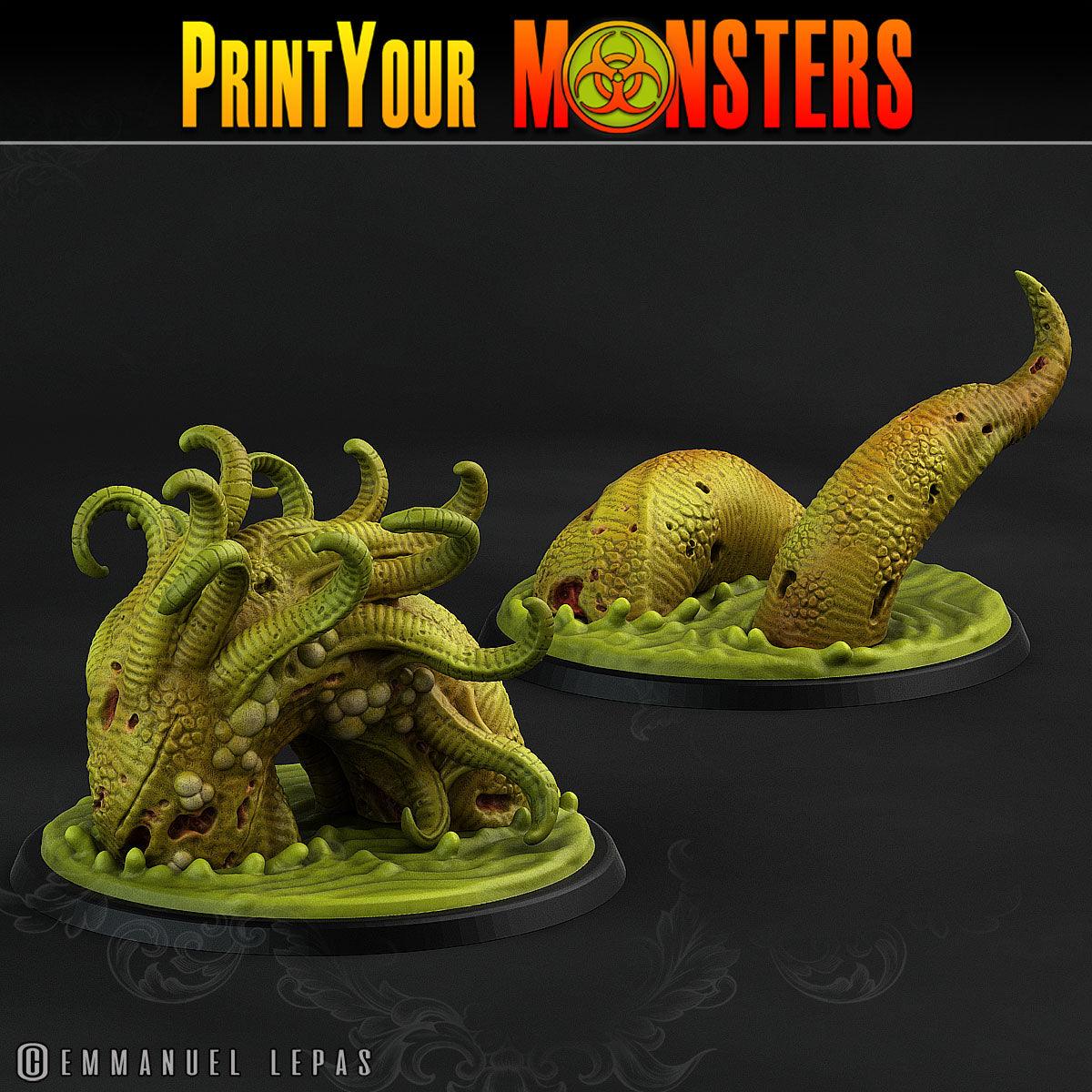 3D Printed Print Your Monsters Horrific Plague Worm Plague Army Of Spooky Swamp Set 28mm - 32mm D&D Wargaming - 3D Printing Boss 
