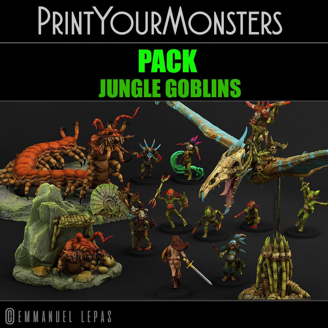 3D Printed Print Your Monsters Jungle Goblins Pack 28mm - 32mm D&D Wargaming - 3D Printing Boss 