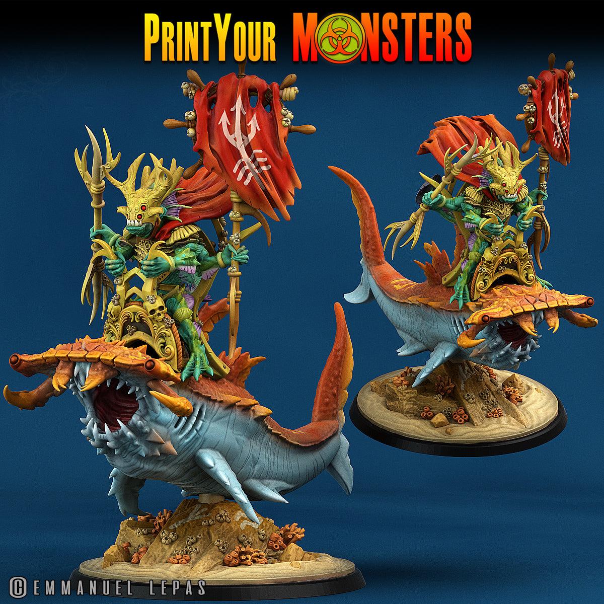 3D Printed Print Your Monsters Mutant Sharks The Searakin Domination Set 28mm - 32mm D&D Wargaming - 3D Printing Boss 