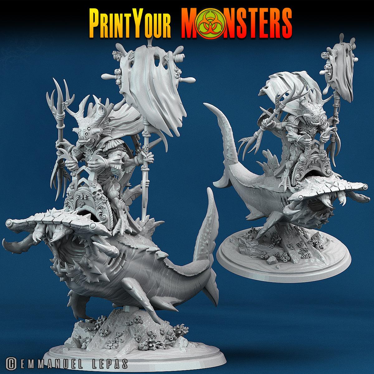 3D Printed Print Your Monsters Mutant Sharks The Searakin Domination Set 28mm - 32mm D&D Wargaming - 3D Printing Boss 