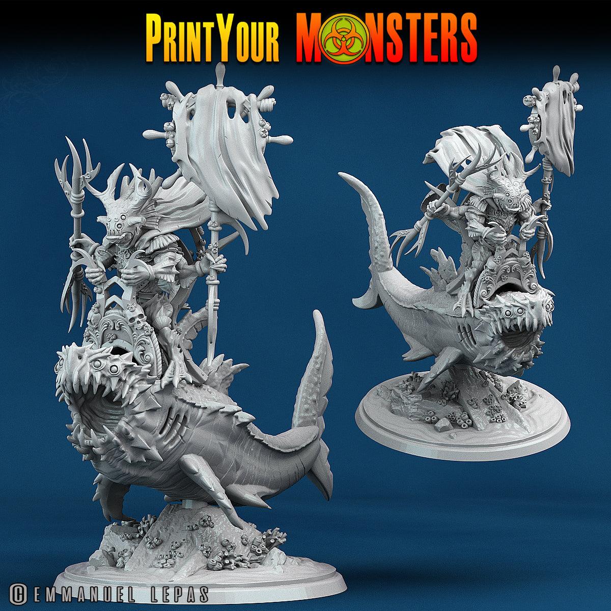 3D Printed Print Your Monsters Mutant Sharks The Searakin Domination Set 28mm - 32mm D&D Wargaming - 3D Printing Boss 