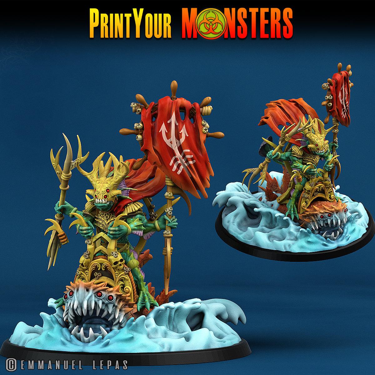 3D Printed Print Your Monsters Mutant Sharks The Searakin Domination Set 28mm - 32mm D&D Wargaming - 3D Printing Boss 