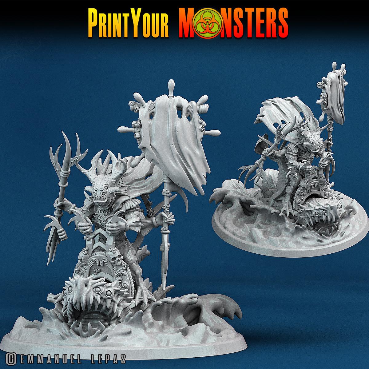 3D Printed Print Your Monsters Mutant Sharks The Searakin Domination Set 28mm - 32mm D&D Wargaming - 3D Printing Boss 