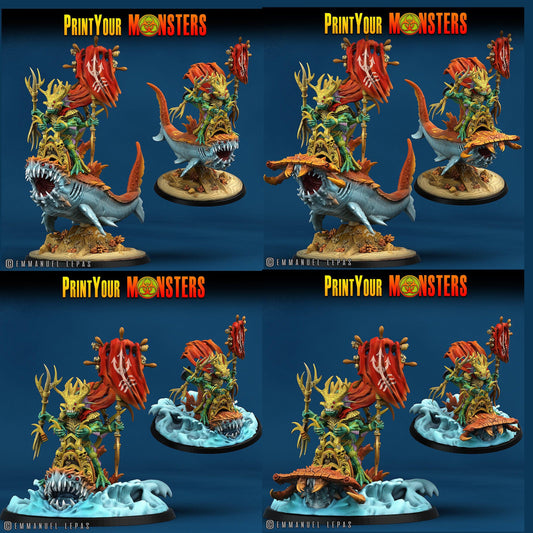 3D Printed Print Your Monsters Mutant Sharks The Searakin Domination Set 28mm - 32mm D&D Wargaming - 3D Printing Boss 