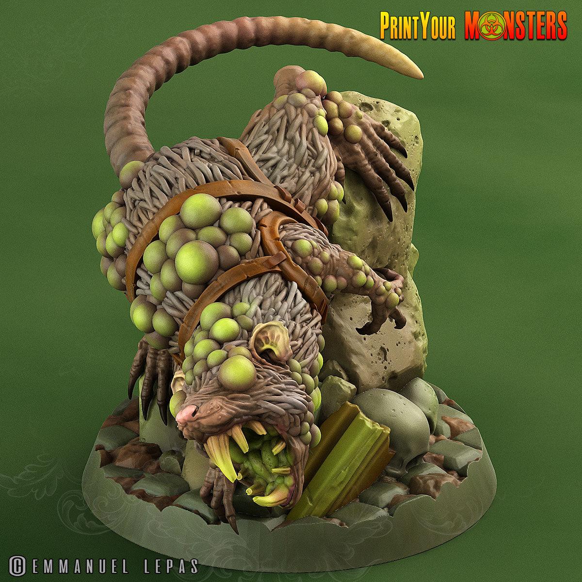 3D Printed Print Your Monsters Mutant Toxic Rat The Toxic Rats Domination Set 28mm - 32mm D&D Wargaming - 3D Printing Boss 