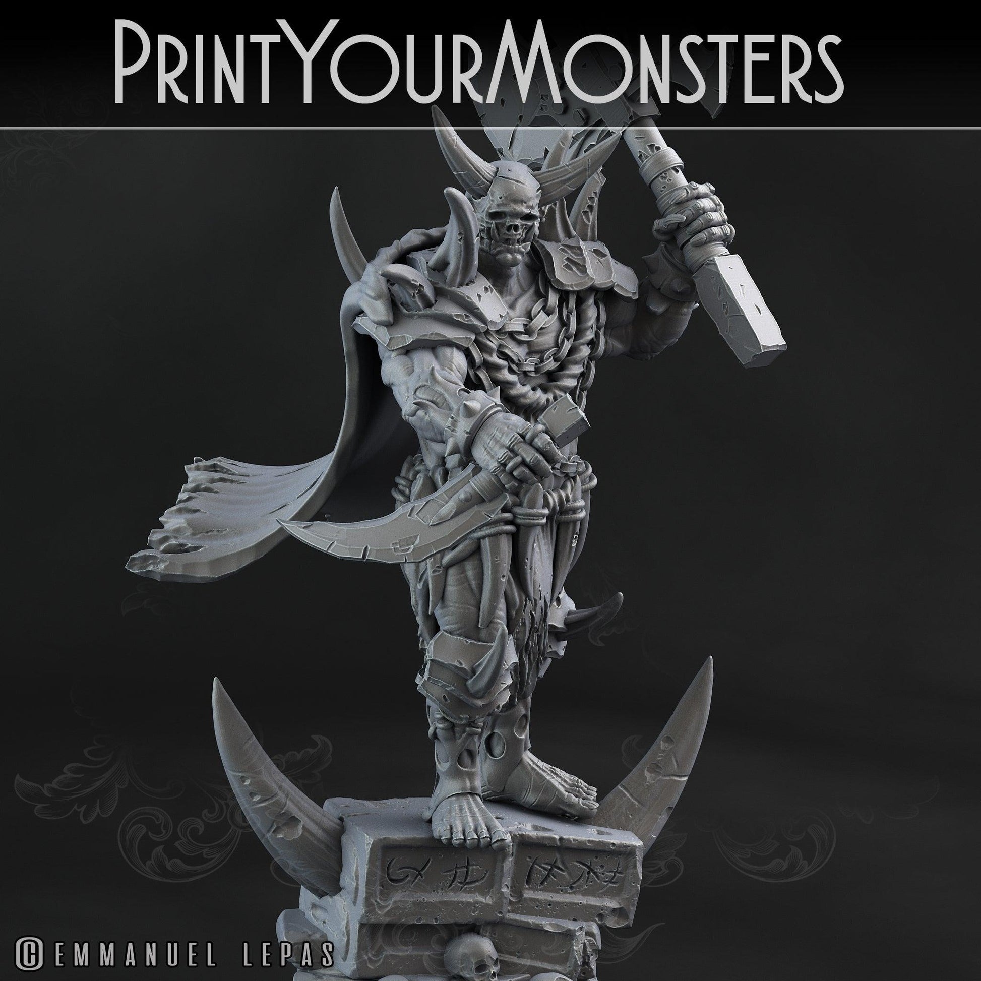 3D Printed Print Your Monsters Orc Champion Desert Orcs Set 28mm - 32mm D&D Wargaming - 3D Printing Boss 