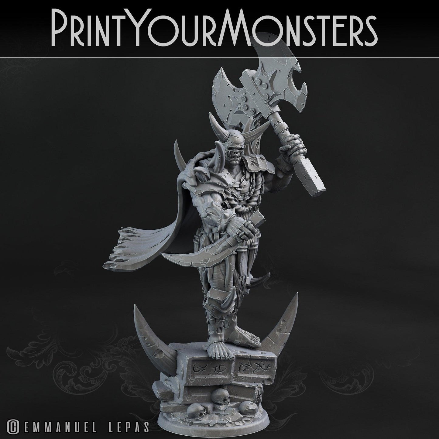 3D Printed Print Your Monsters Orc Champion Desert Orcs Set 28mm - 32mm D&D Wargaming - 3D Printing Boss 