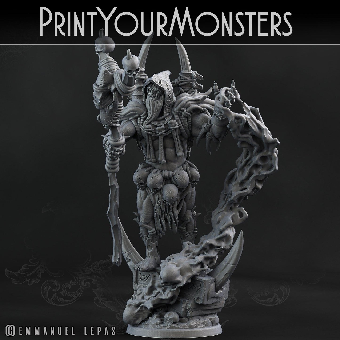 3D Printed Print Your Monsters Orc Shaman Desert Orcs Set 28mm - 32mm D&D Wargaming - 3D Printing Boss 