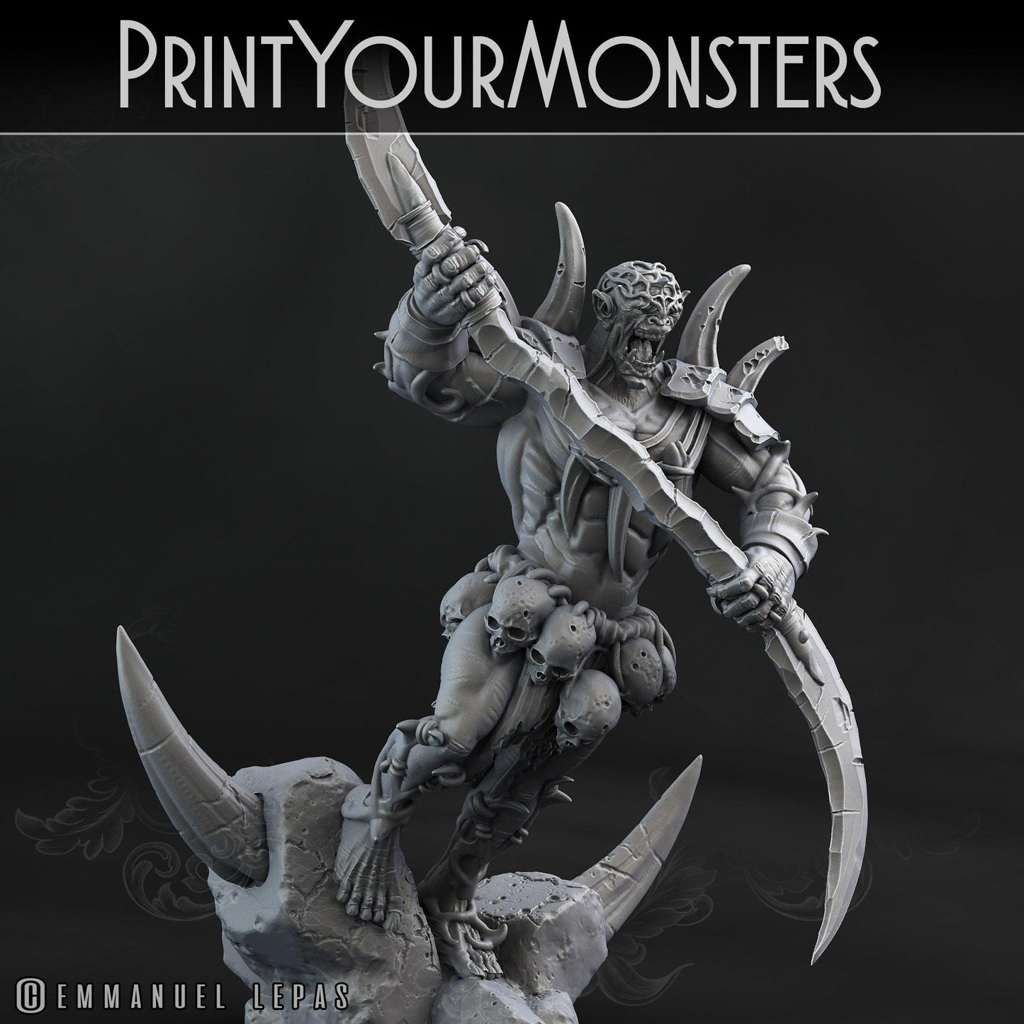 3D Printed Print Your Monsters Orc Warrior 2 Desert Orcs Set 28mm - 32mm D&D Wargaming - 3D Printing Boss 