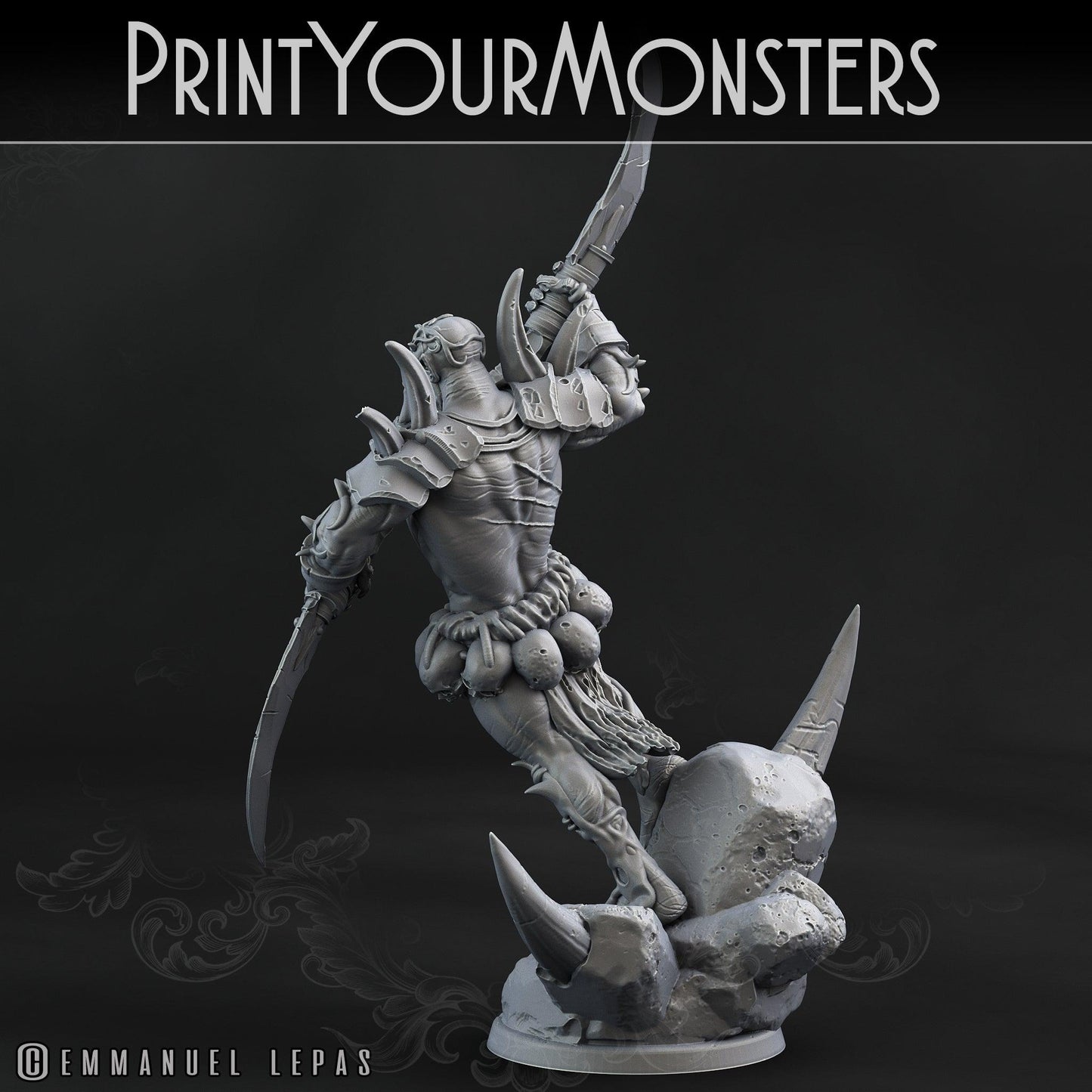 3D Printed Print Your Monsters Orc Warrior 2 Desert Orcs Set 28mm - 32mm D&D Wargaming - 3D Printing Boss 
