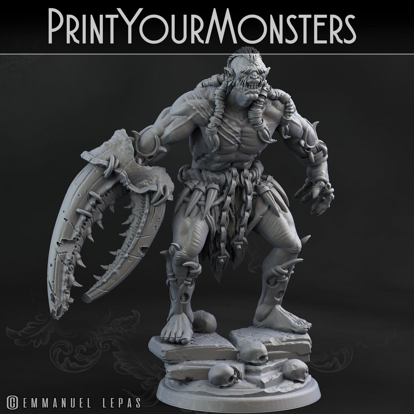 3D Printed Print Your Monsters Orc Warrior 3 Desert Orcs Set 28mm - 32mm D&D Wargaming - 3D Printing Boss 