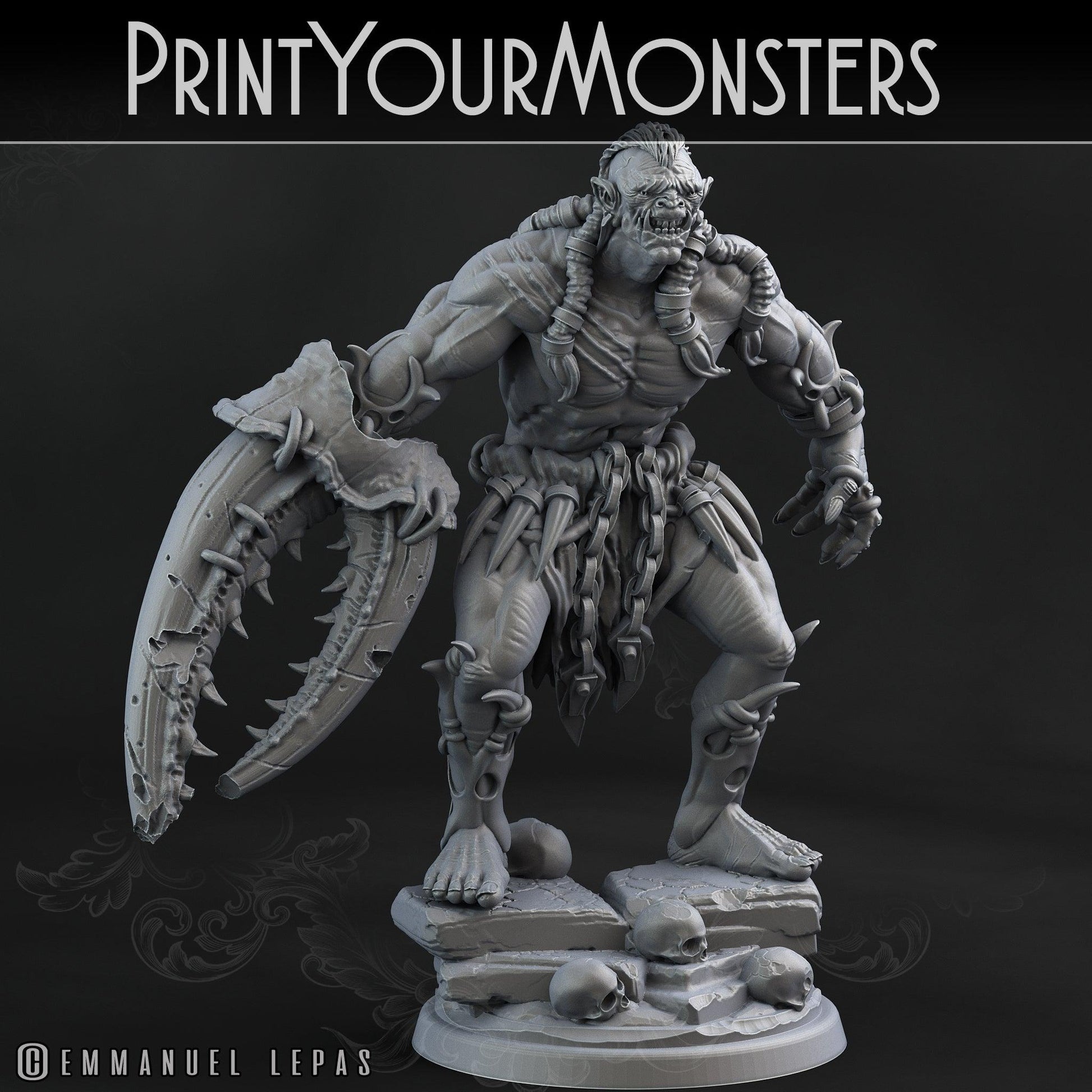 3D Printed Print Your Monsters Orc Warrior 3 Desert Orcs Set 28mm - 32mm D&D Wargaming - 3D Printing Boss 