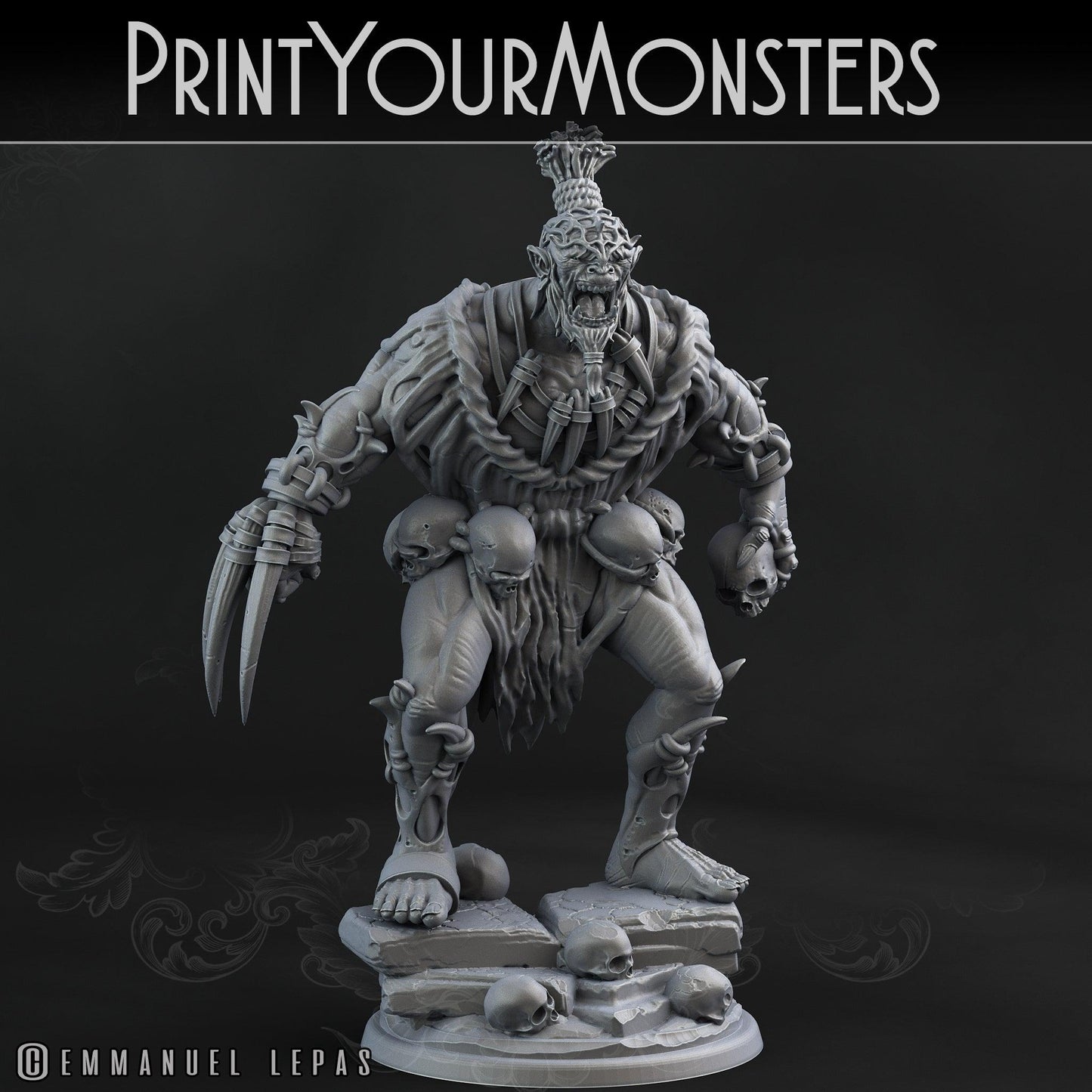 3D Printed Print Your Monsters Orc Warrior 4 Desert Orcs Set 28mm - 32mm D&D Wargaming - 3D Printing Boss 