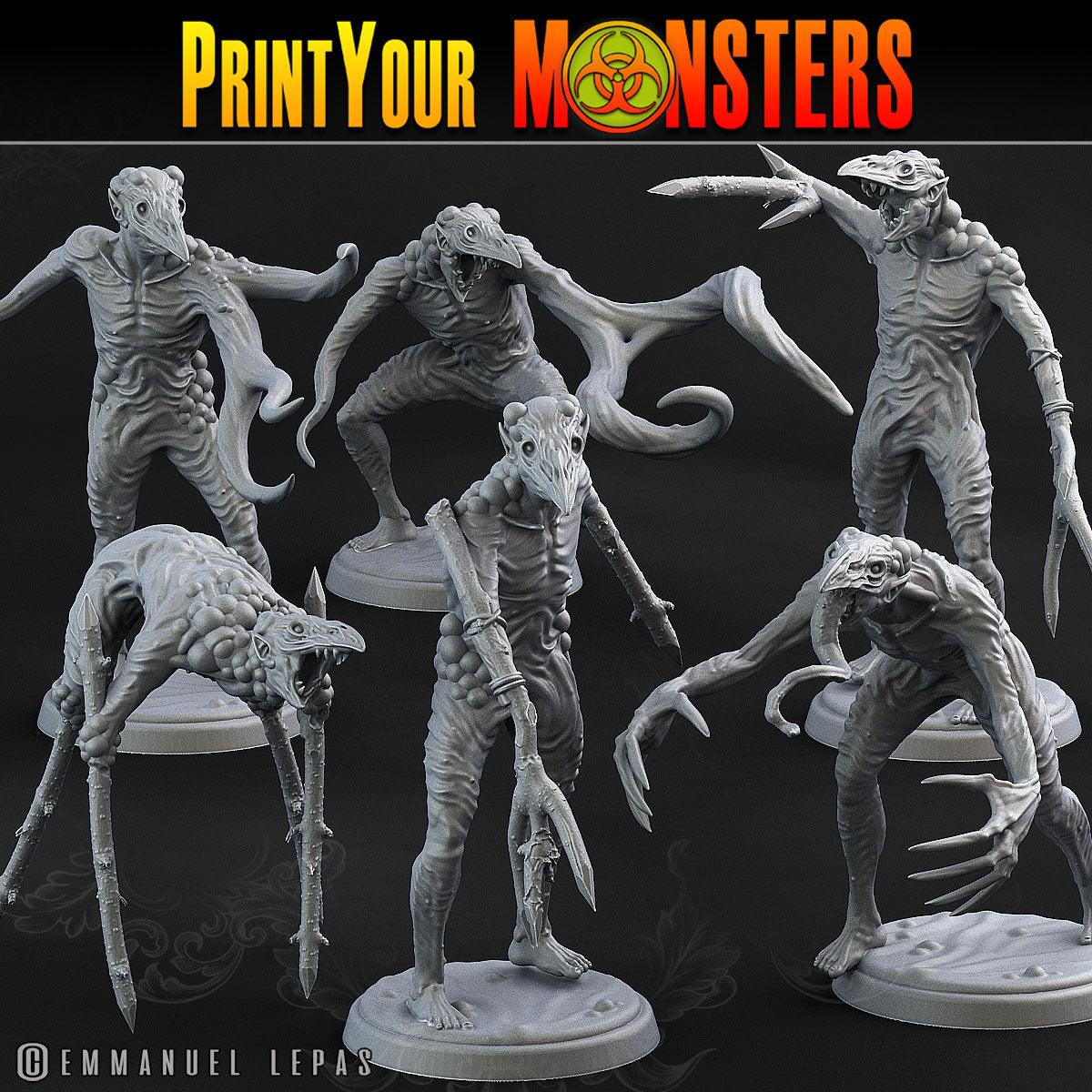 3D Printed Print Your Monsters Plague Men Plague Army Of Spooky Swamp Set 28mm - 32mm D&D Wargaming - 3D Printing Boss 