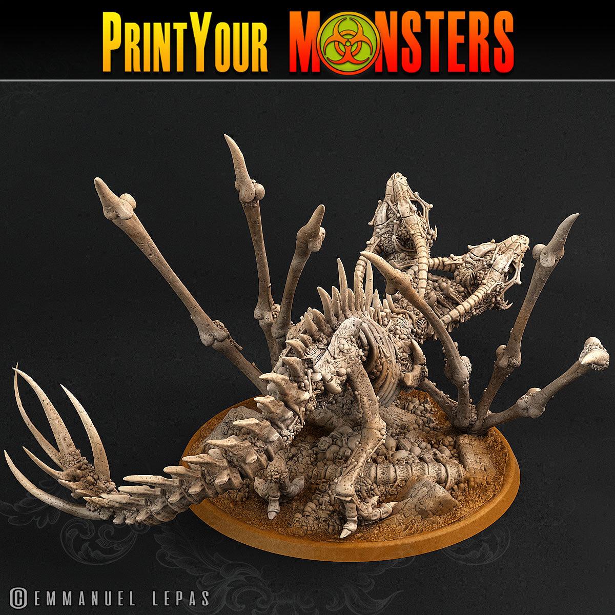 3D Printed Print Your Monsters Screaming Bone Dragon Land of Bones Set 28mm - 32mm D&D Wargaming - 3D Printing Boss 