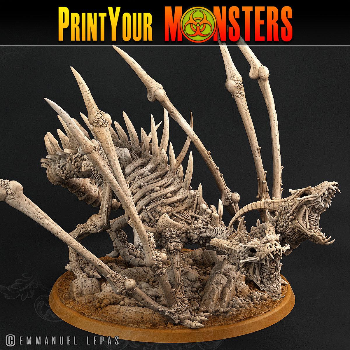 3D Printed Print Your Monsters Screaming Bone Dragon Land of Bones Set 28mm - 32mm D&D Wargaming - 3D Printing Boss 